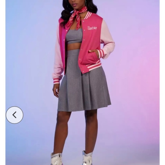 Barbie Varsity Jacket Hot Topic Size XL Pink Barbie Ponytail Logo NWT - Picture 3 of 3